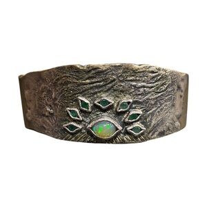 Emerald Opal Eye Silver Cuff